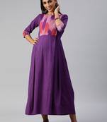 Purple plain cotton maxi-dresses