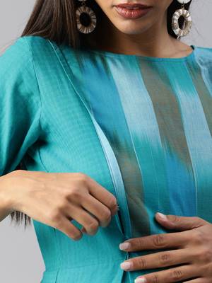 Blue plain cotton maxi-dresses 4