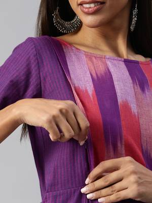 Purple plain cotton maxi-dresses 4