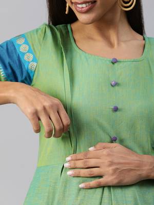 Green plain cotton maxi-dresses 4