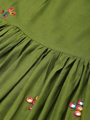 Olive embroidered viscose rayon maxi-dresses 5