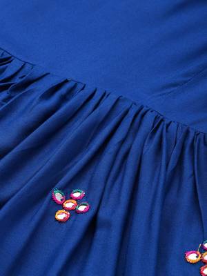 Blue embroidered viscose rayon maxi-dresses 5