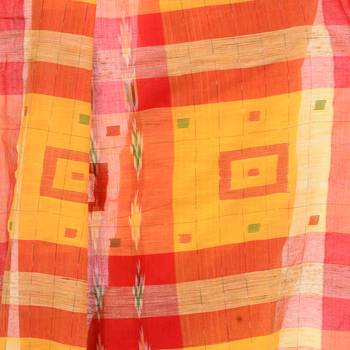 Yellow hand woven cotton saree with blouse 2