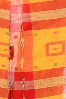 Yellow hand woven cotton saree with blouse