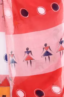 White hand woven cotton saree with blouse