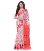 White Woven Cotton Saree Without Blouse