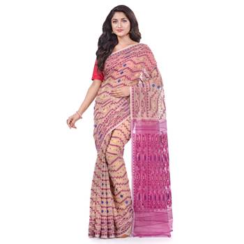 Purple Woven Cotton Saree Without Blouse 1