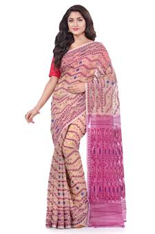 Purple Woven Cotton Saree Without Blouse