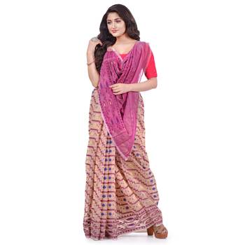 Purple Woven Cotton Saree Without Blouse 2