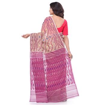 Purple Woven Cotton Saree Without Blouse 4