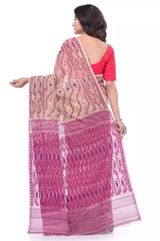 Purple Woven Cotton Saree Without Blouse
