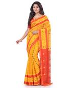 Yellow Woven Cotton Saree Without Blouse