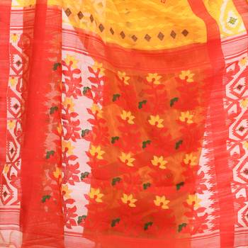 Yellow Woven Cotton Saree Without Blouse 3