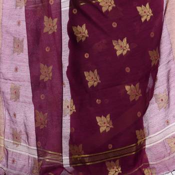 Purple hand woven cotton silk saree with blouse 3