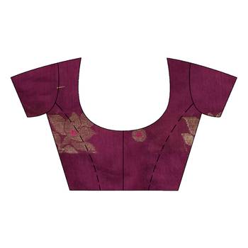 Purple hand woven cotton silk saree with blouse 4
