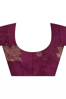 Purple hand woven cotton silk saree with blouse