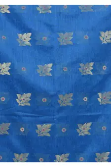 Light blue hand woven cotton silk saree with blouse