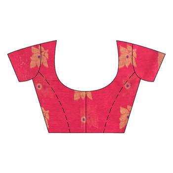 Pink hand woven cotton silk saree with blouse 4