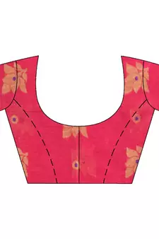 Pink hand woven cotton silk saree with blouse