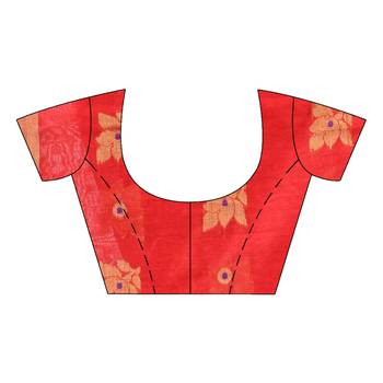 Red hand woven cotton silk saree with blouse 4