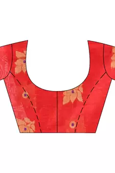 Red hand woven cotton silk saree with blouse