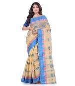 Blue Woven Cotton Saree Without Blouse