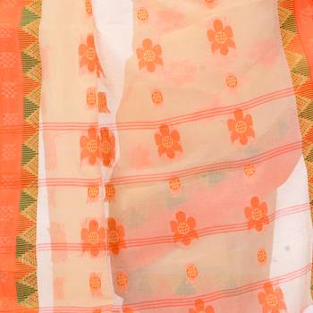 Orange Woven Cotton Saree Without Blouse 3