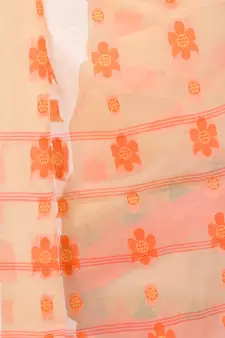 Orange Woven Cotton Saree Without Blouse