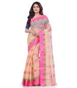 Pink Woven Cotton Saree Without Blouse