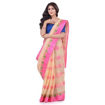 Pink Woven Cotton Saree Without Blouse 2