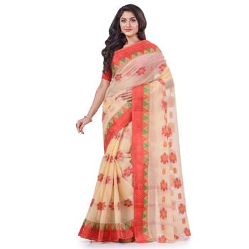 Red woven cotton saree  1