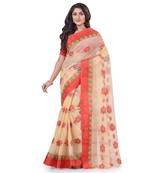 Red woven cotton saree 