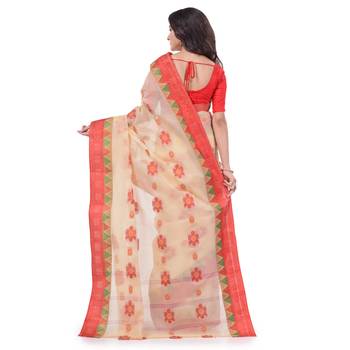 Red woven cotton saree  2