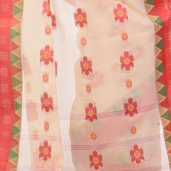 Red woven cotton saree  3