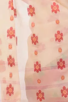 Red woven cotton saree 