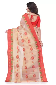Red woven cotton saree 