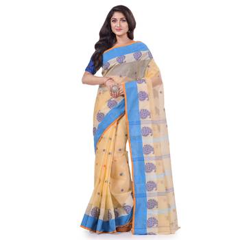 Cream woven cotton saree  1