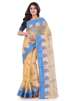 Cream woven cotton saree 