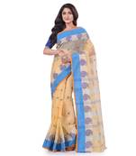 Cream woven cotton saree 