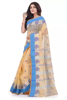 Cream woven cotton saree 