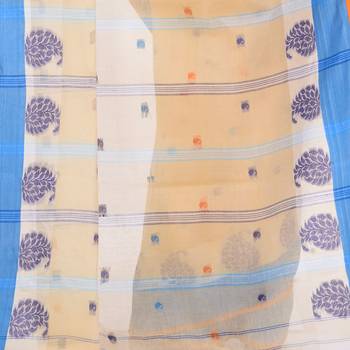 Cream woven cotton saree  3