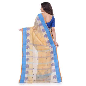 Cream woven cotton saree  4
