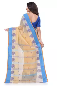 Cream woven cotton saree 
