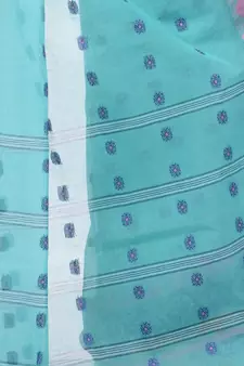 Light Blue Woven Cotton Saree Without Blouse