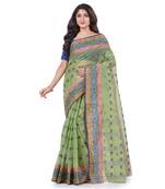 Green Woven Cotton Saree Without Blouse
