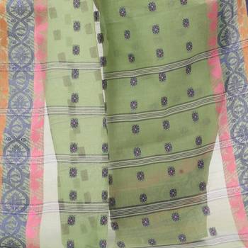 Green Woven Cotton Saree Without Blouse 3