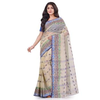 Grey Woven Cotton Saree Without Blouse 1