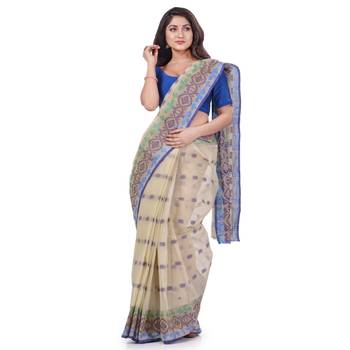 Grey Woven Cotton Saree Without Blouse 2