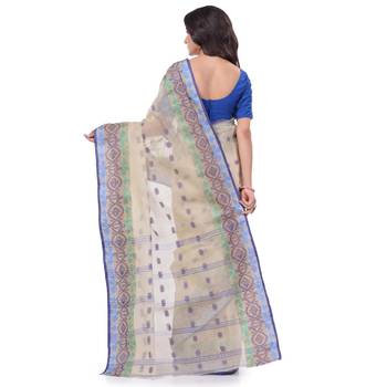 Grey Woven Cotton Saree Without Blouse 4