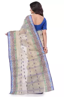 Grey Woven Cotton Saree Without Blouse